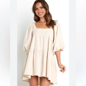 SNDYS MINI JULIETTE DRESS IN LIGHT CREAM Bubble Sleeve Babydoll Size 8